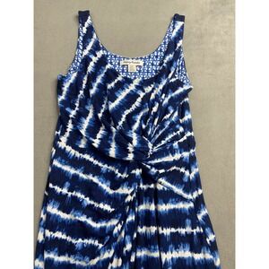 Tommy Bahama Dress Women Small Blue Tie Dye Oliana Tambour Maxi HiLow Knit Casul